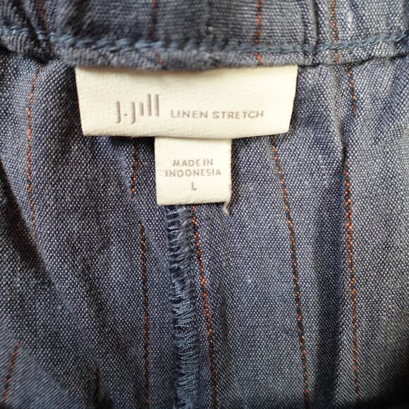 J. Jill Pants Womens Large Linen Stretch Wide Leg Crop Beachy Lagenlook Belted - Picture 6 of 10